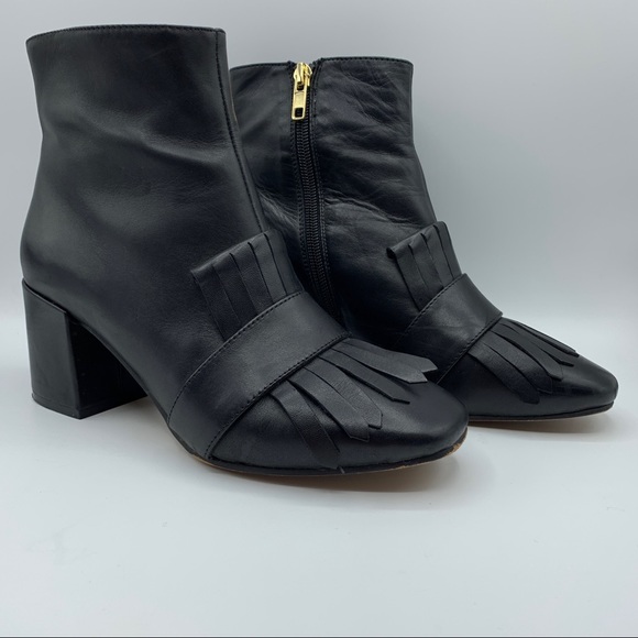 Steven By Steve Madden Shooter Kiltie Black Leather Bootie Size 7